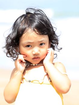 Portrait of the beautiful small Asian girl. Indonesia. Java