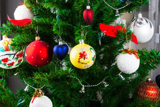 Beautiful christmas decorations on xmas tree
