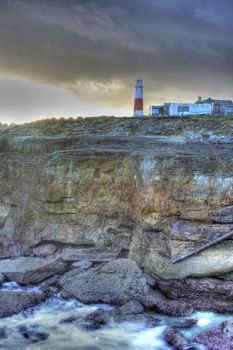 Fishing Huts at Portland Bill on Portland in Dorset high dynamic range