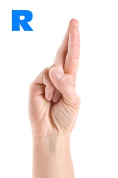 Finger Spelling the Alphabet in American Sign Language (ASL). The Letter R