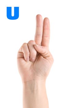 Finger Spelling the Alphabet in American Sign Language (ASL). The Letter U