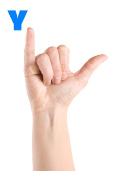 Finger Spelling the Alphabet in American Sign Language (ASL). The Letter Y