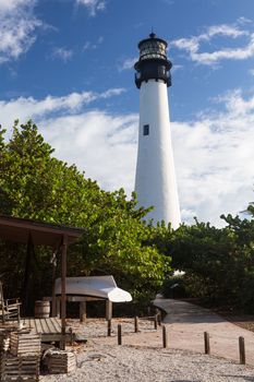 Cape Florida Lighthouse and Lantern in Bill Baggs State Park in Key Biscayne Florida