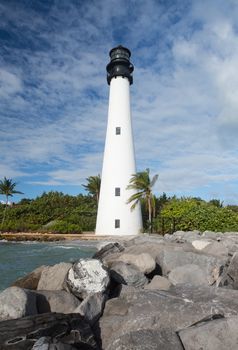 Cape Florida Lighthouse and Lantern in Bill Baggs State Park in Key Biscayne Florida