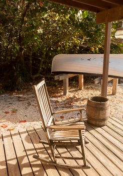 Rocking chair on porch of lighthouse keeper home at Cape Florida Bill Baggs State Park