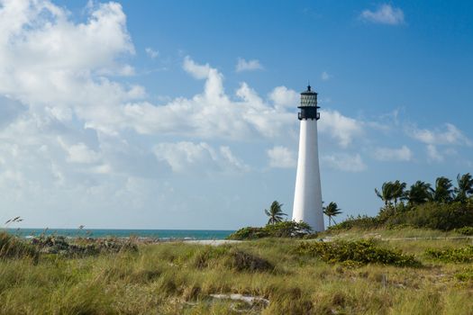 Cape Florida Lighthouse and Lantern in Bill Baggs State Park in Key Biscayne Florida
