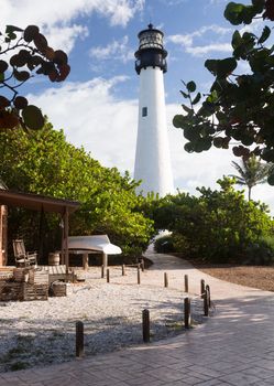 Cape Florida Lighthouse and Lantern in Bill Baggs State Park in Key Biscayne Florida