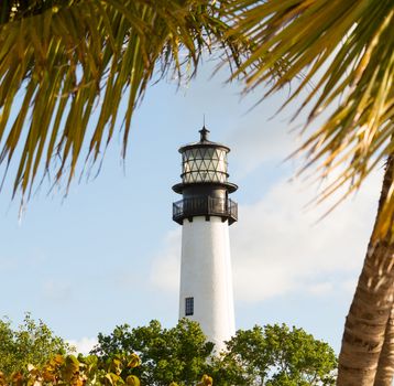 Cape Florida Lighthouse and Lantern in Bill Baggs State Park in Key Biscayne Florida