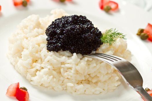 rice with black caviar
