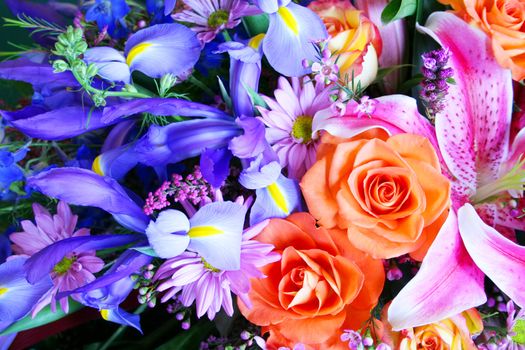 Bouquet of beautiful colorful vibrant flowers