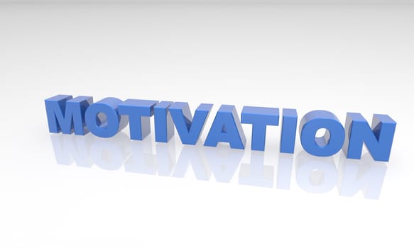 Blue motivational text on a white background with reflection
