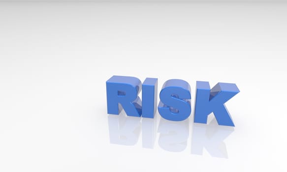 blue risk 3d text witha  white reflectio background