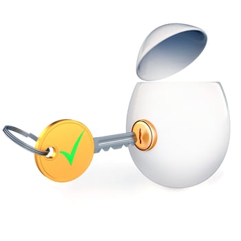 Egg and key, accept sign, abstract illustration