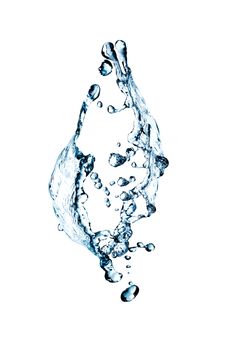 Abstract blue splashing water on white background