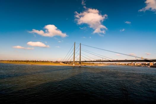 Bridge and river with city landscape