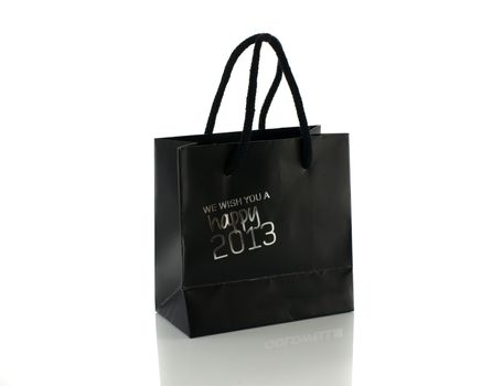small black bag with happy new year text