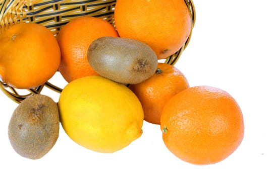 Shopping with citrus fruits isolated