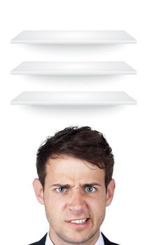 Young persons head looking at white copyspace
