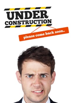 Young persons head looking at construction signs