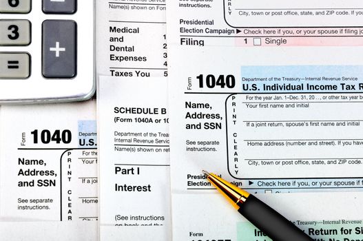 U.S. Individual Income Tax Return forms 1040.