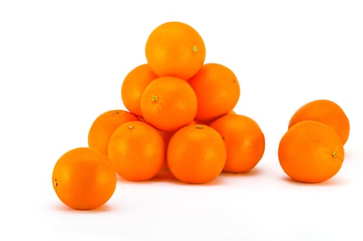 Bright fresh oranges on a white background.