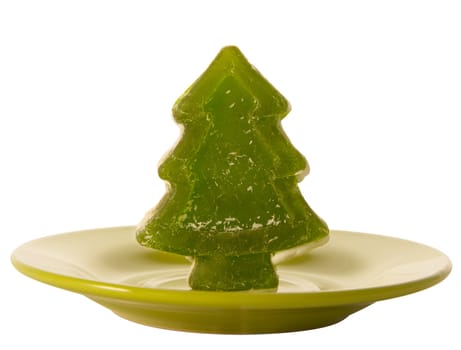 cake - Christmas tree on a plate (white background)