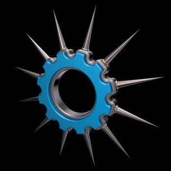 gear wheel with prickles on black background - 3d illustration