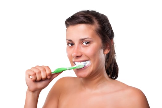Beautiful Girl Brushing her Teeth