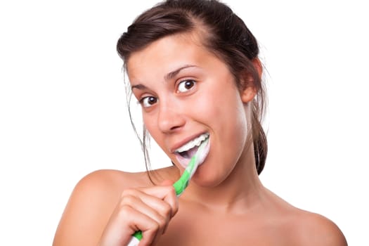 Beautiful Girl Brushing her Teeth