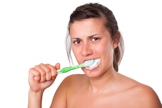 Beautiful Girl Brushing her Teeth