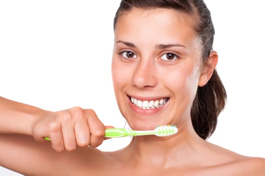 Beautiful Girl Brushing her Teeth