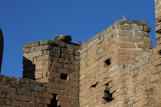 Detail of stone tower of the Great Wall of China, a UNESCO World Heritage Site
