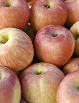 crunchy red apples closeup, natural background