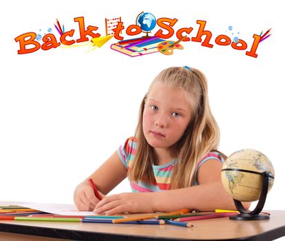 Girl with pencils and back to school theme