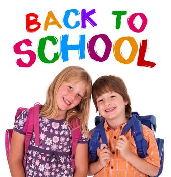 kids posing for back to school theme over white background 