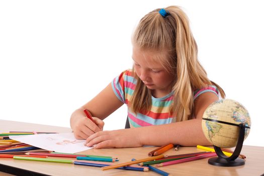 Adorable child playing over isolated background