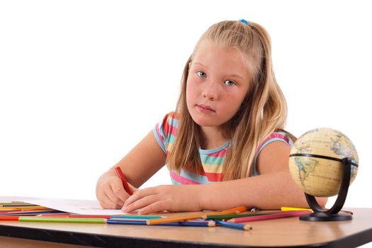 Adorable child playing over isolated background