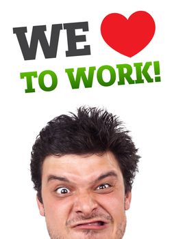 Young persons head looking with gesture at labor type of icons