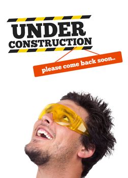 Young persons head looking at construction signs