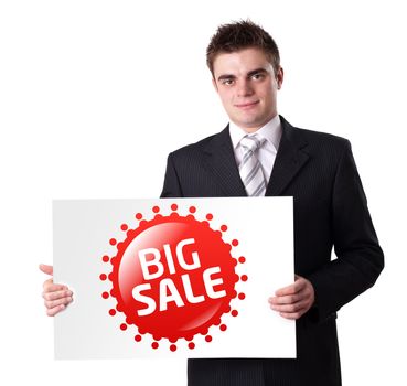 Businessman Holding Big Sale sign