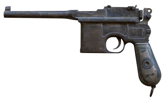 isolated rusty obsolete vintage personal pistol