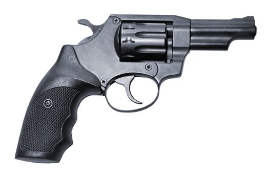 isolated modern black firearm revolver pistole gun