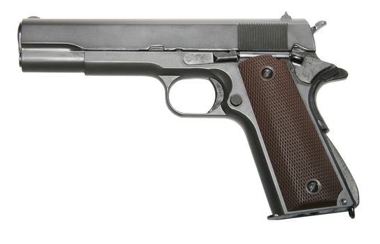 isolated modern military two-colored firearm personal pistol