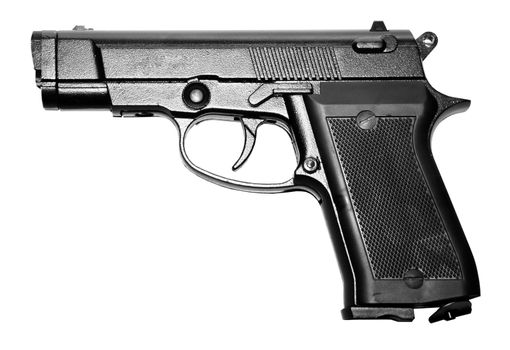 isolated modern military black firearm personal pistol