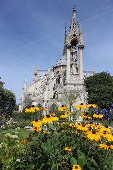 Vertical view of Notre Dame de Paris Cathedral, France