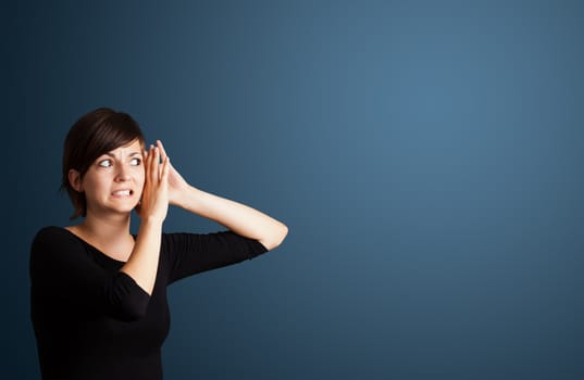 Beautiful young woman making gestures 