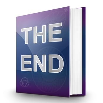 Illustration depicting a book with the end concept title. White background.