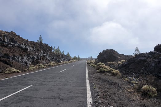 raod to el teide vulcano on the spanish island tenerife
