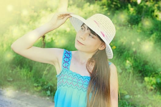 portrait of a beautiful girl in the forest 