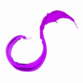 Bright purple colour paint splash on white background